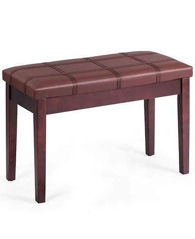 Gymax Pu Leather Piano Keyboard Bench Padded Cushion Double Seat Storage