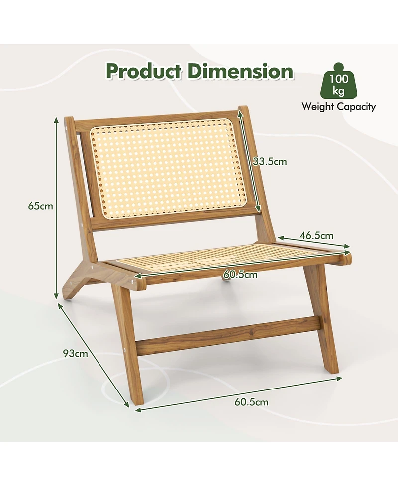 Gouun Mid Century Modern Accent Chair Farmhouse Handwoven Rattan Chair with Ottoman