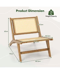Gouun Mid Century Modern Accent Chair Farmhouse Handwoven Rattan Chair with Ottoman