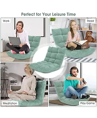 Adjustable 14-Position Floor Chair Folding Lazy Gaming Sofa Cushioned
