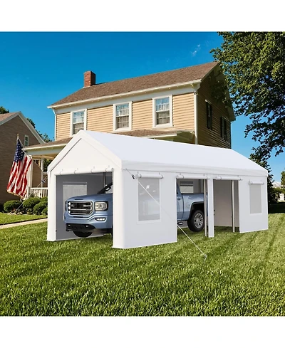 gaomon Carport Heavy Duty, 13x25ft Portable Carport with Reinforced Steel Poles, Upgraded Portable Garage with Doors & Window, Uv Resistant All-Season
