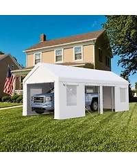 gaomon Carport Heavy Duty, 13x25ft Portable Carport with Reinforced Steel Poles, Upgraded Portable Garage with Doors & Window, Uv Resistant All-Season