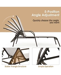 Gouun 2 Pcs Outdoor Patio Lounge Chair Chaise Fabric with Adjustable Reclining Armrest