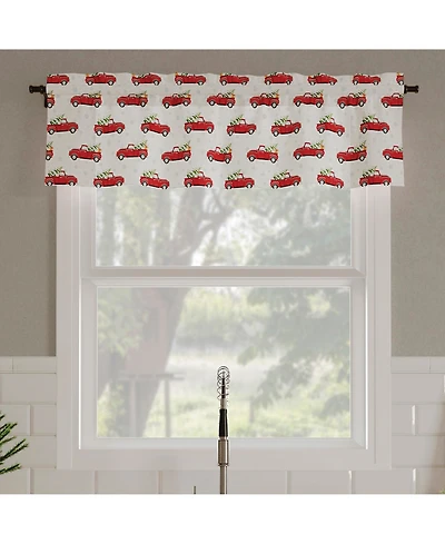 Christmas Pickup Truck Semi-Sheer Rod Pocket Kitchen Curtain Valance