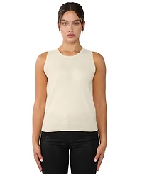 Jennie Liu Women's 100% Cashmere Tank Tops Sleeveless Crewneck Sweater Vest