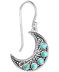 Turquoise Crescent Moon Drop Earrings in Sterling Silver