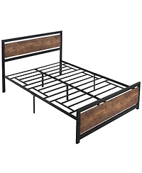 Homcom Full Bed Frame with Headboard & Footboard, Strong Metal Slat Support Bed Frame w/ Underbed Storage Space, No Box Spring Needed