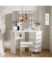 gaomon Makeup Vanity Desk with Lights & Power Outlet