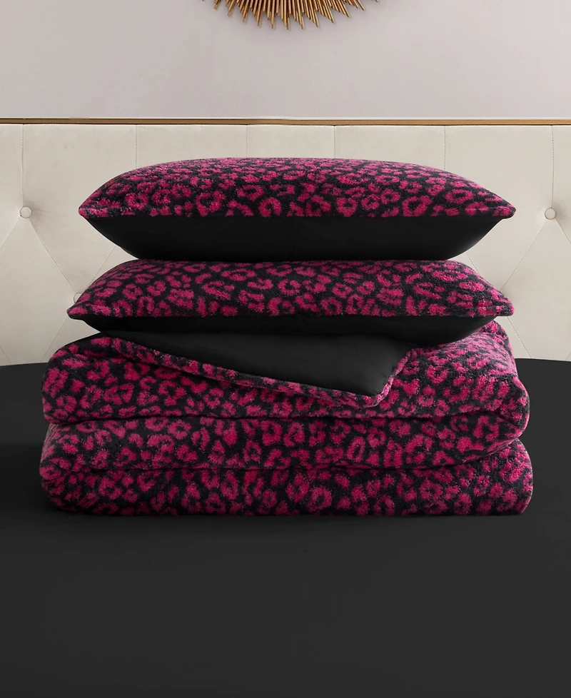 Juicy Couture Cheetah Feathered 3-Pc. Comforter Set, Full/Queen