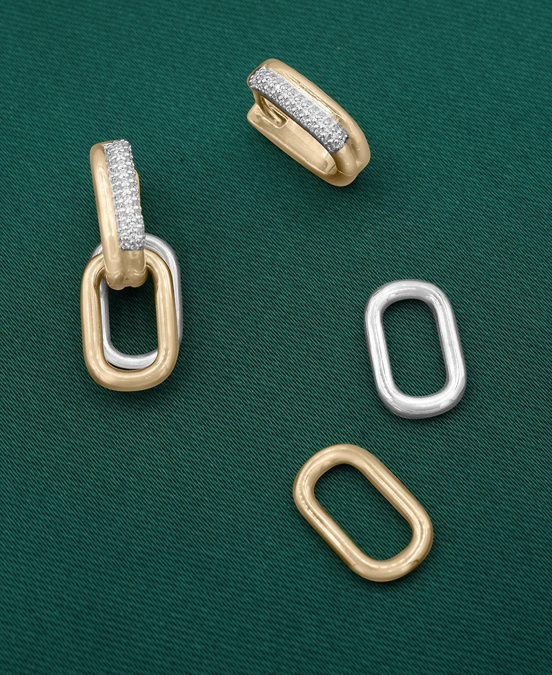 Audrey by Aurate Diamond Link Dangle Hoop Earrings (1/6 ct. t.w.) in Gold Vermeil & Sterling Silver, Exclusively at Macy's