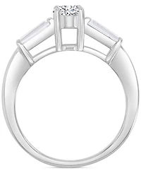 Cubic Zirconia Round & Baguette Promise or Engagement Ring Sterling Silver