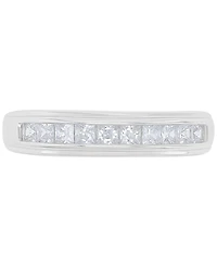 Cubic Zirconia Princess Cut Channel Bridal Set Sterling Silver