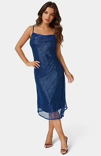 Bebe Women's Pleat Cowl Midi Dress