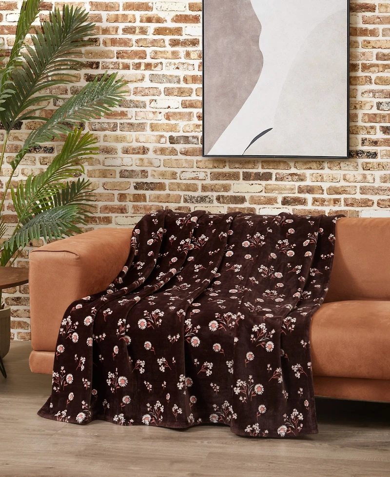 Lucky Brand Daisy Floral Cozy Plush Throw, 50" x 70"