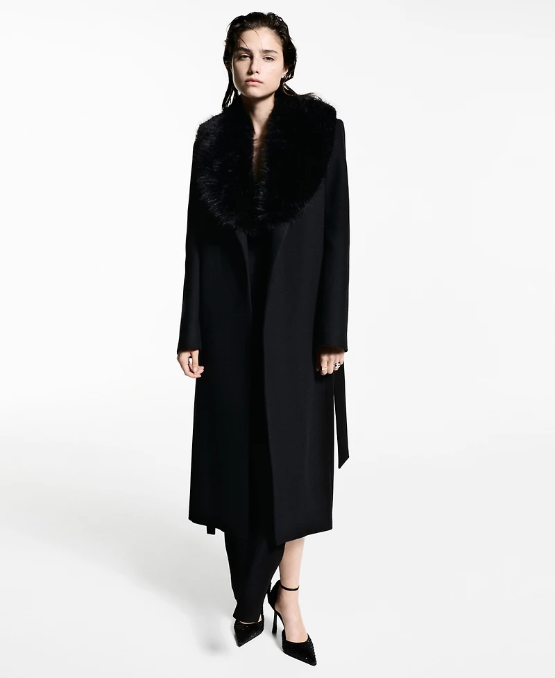 Mango Women's Detachable Collar Manteco Wool Coat