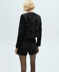Mango Women's Pockets Detail Sequin Jacket