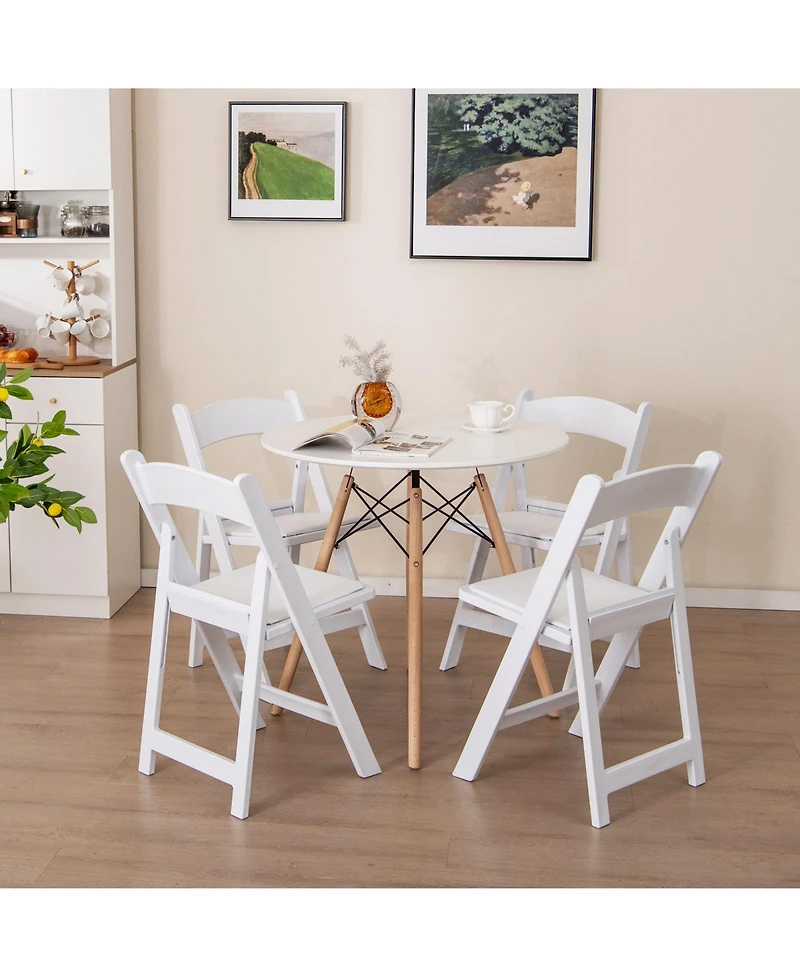 Gouun 4 Pack Resin Folding Chairs with Padded Seat
