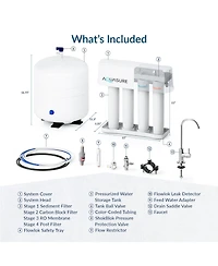 Aquasure Premier Advanced Series | 4-Stage Reverse Osmosis Water Filtration System with Brushed Nickel Faucet, 75 Gpd