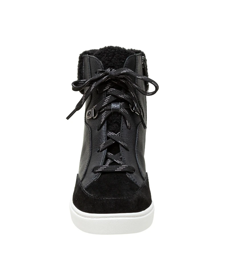 Linea Paolo Arden Faux Shearling Trimmed Wedge Sneakers