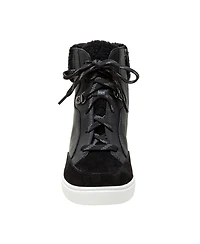 Linea Paolo Arden Faux Shearling Trimmed Wedge Sneakers