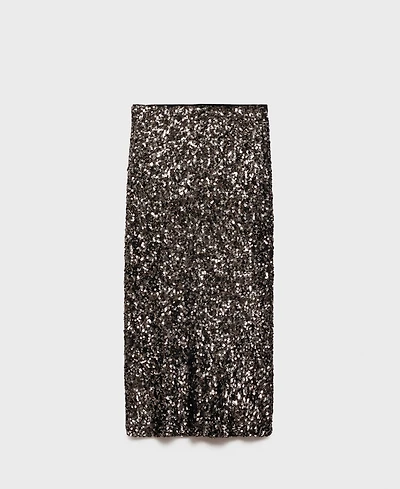 Mango Women's Sequin Midi Skirt