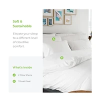 Cariloha Luxurious Sateen Duvet Cover | King | Solid White | Viscose Material | Soft, Comfortable & Wicks Moisture