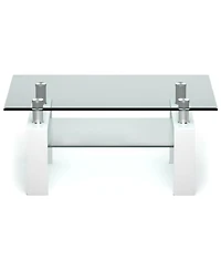 Gouun Rectangle Glass Table with Metal Legs for Living Room