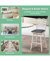 Gouun 360° Swivel Bar Stools with Rubber Wood Frame and Ergonomic Backrest and Footrest-29 inches
