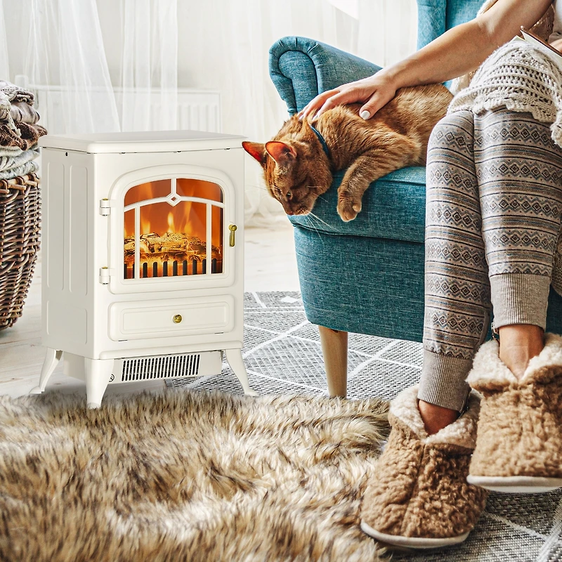 Homcom Electric Fireplace Heater with Realistic Led Flames