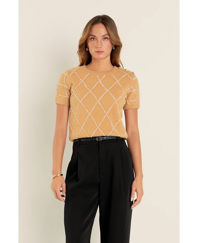 endless rose Women's Diamond Pattern Knit