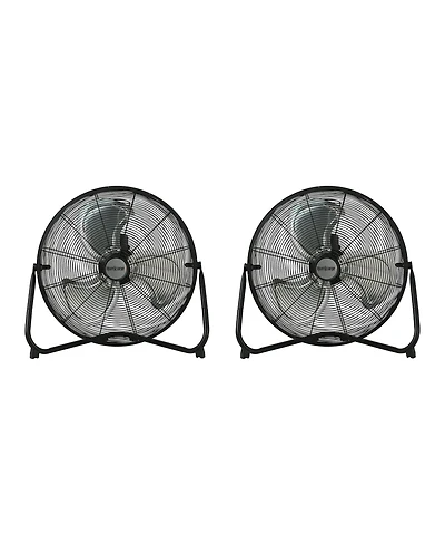 Hurricane Pro 20 Inch 3 Speed High Velocity Metal Floor Fan, Black (2 Pack)