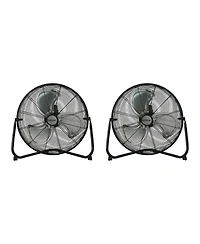 Hurricane Pro 20 Inch 3 Speed High Velocity Metal Floor Fan, Black (2 Pack)