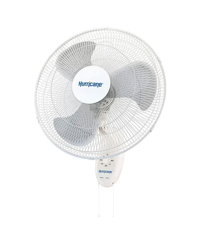 Hurricane Supreme 18 Inch 90 Degree Oscillating 3 Speed Wall Mounted Fan, White