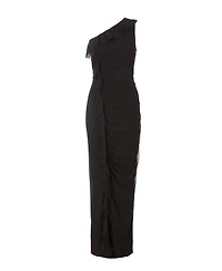 Quiz Women's Mesh Frill Detail One Shoulder Maxi Dress