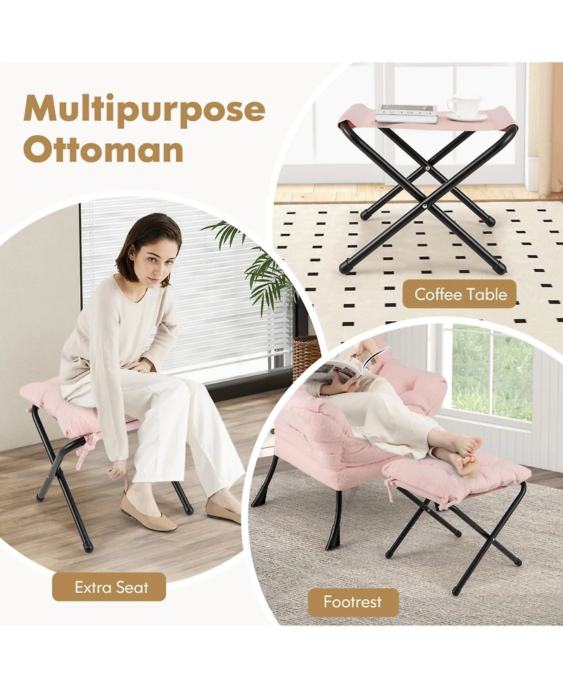 Gouun Modern Accent Chair with Folding Footrest and Head Pillow