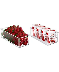 Sorbus 2 Pack Narrow Stackable Clear Storage Bins with Handles- for Kitchen Pantry, Freezer & Fridge Organization