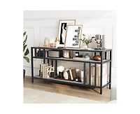 gaomon 65" Tv Stand for Tv up to 75 Inches, Entertainment Center with Open Storage Shelves, Tv Media Console Table with Quadruple-Tube Support for Liv