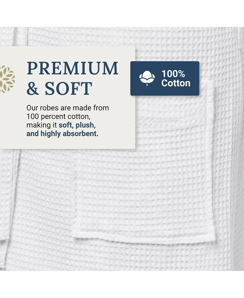 Ben Kaufman Velour Kimono Bathrobes - 100% Cotton Shawl Collar Spa Robes with Monogram Options - Soft & Luxury Gifts for Men & Women, Waffle Style