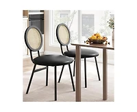 Dining Chairs Set of 2, Kitchen Chairs with Thicken Upholstered, Modern Black Dining Room Chairs Set of 2, Space Saving Dining Chairs with Metal Legs
