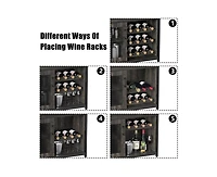 gaomon Wine Bar Cabinet with Detachable Wine Rack, Bar Rack Cabinet with Glass Holder and 1 Drawer, Mesh Door, Small Sideboard and Buffet Cabinet for