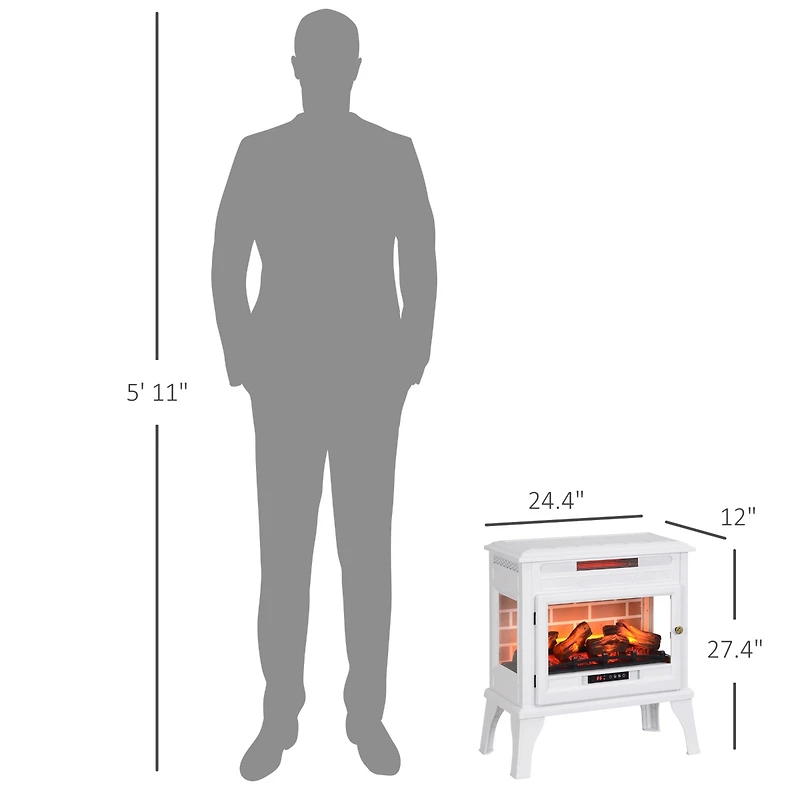 Homcom 24" Freesding Electric Fireplace Stove w/ Realistic Flame