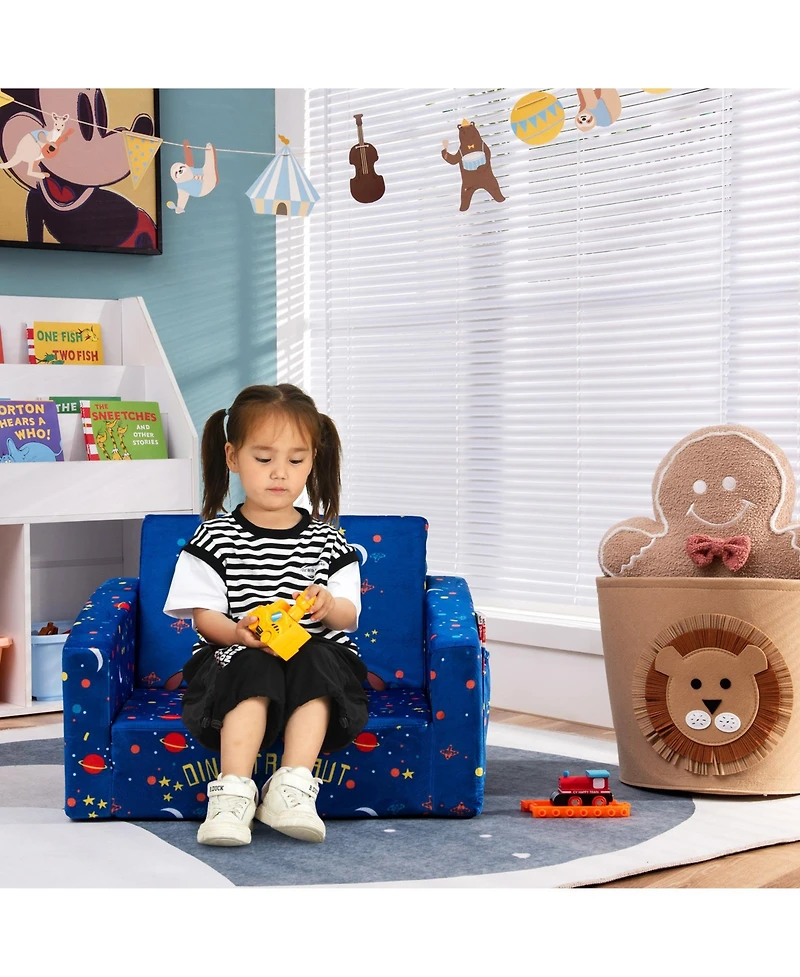 Gouun 2-in-1 Convertible Kids Sofa with Velvet Fabric