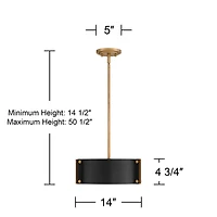 Possini Euro Design Arabela 14" Modern Industrial Pendant Chandelier Ceiling Light Fixture Dining Room Over Table Kitchen Island Foyer Drum Hanging 3-