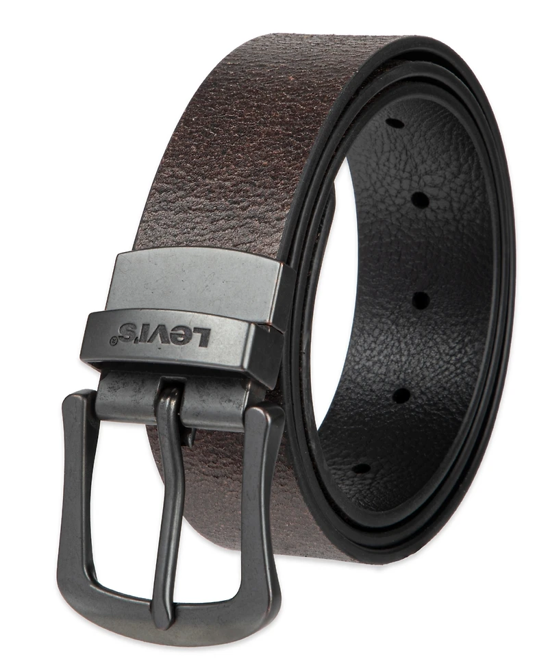 Levi's Men's Two-In-One Reversible Rugged Leather Jean Belt