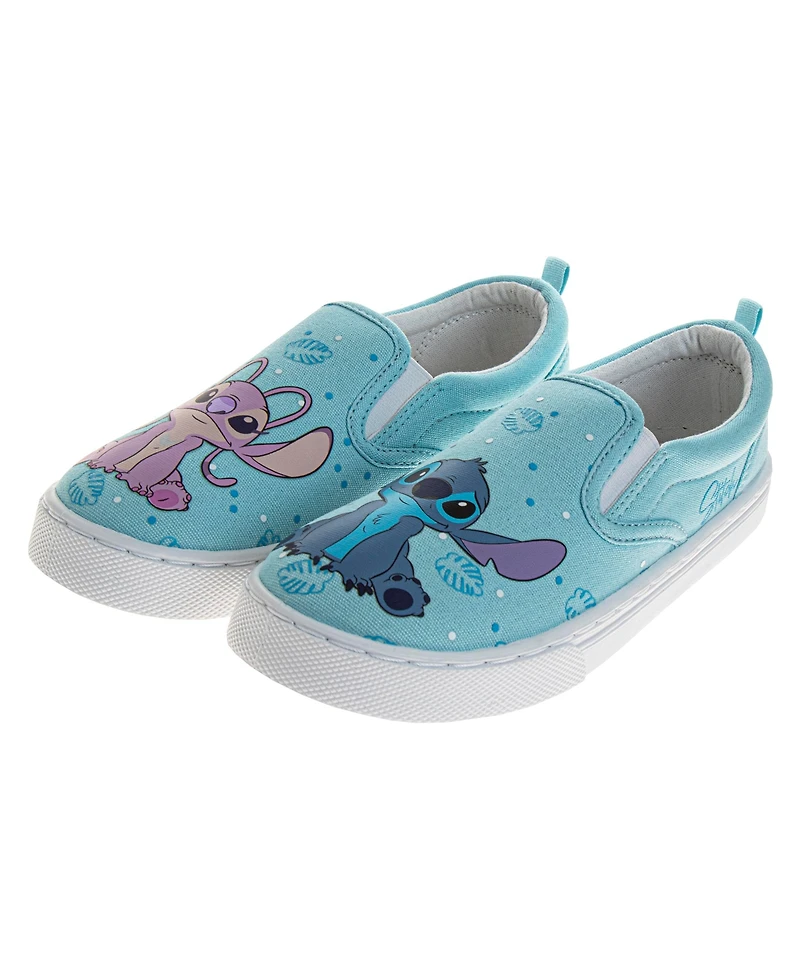 Disney Little and Big Kids Stitch and Angel Girls' Slip On Low Top Canvas Sneakers