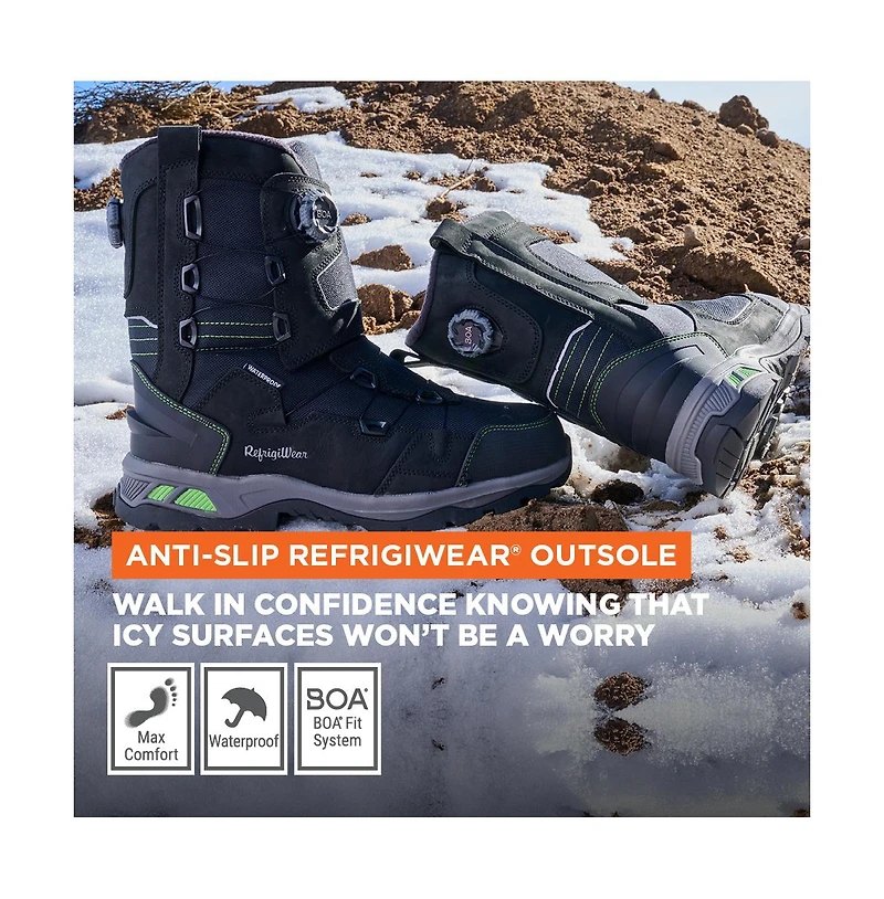 RefrigiWear Men's Extreme Double Dial Pac Boot - Waterproof, Insulated, and Anti-Slip for Cold
