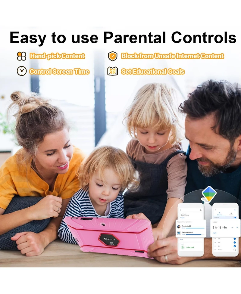 Contixo 7" V8-2 Kids Android 11 Bluetooth Wi-Fi Pro Hd Tablet 32GB Featuring 50 Disney eBooks with 2MP Dual Camera Toddler Child Proof Case