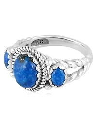 American West Jewelry Sterling Silver Denim Lapis 3-Stone Ring