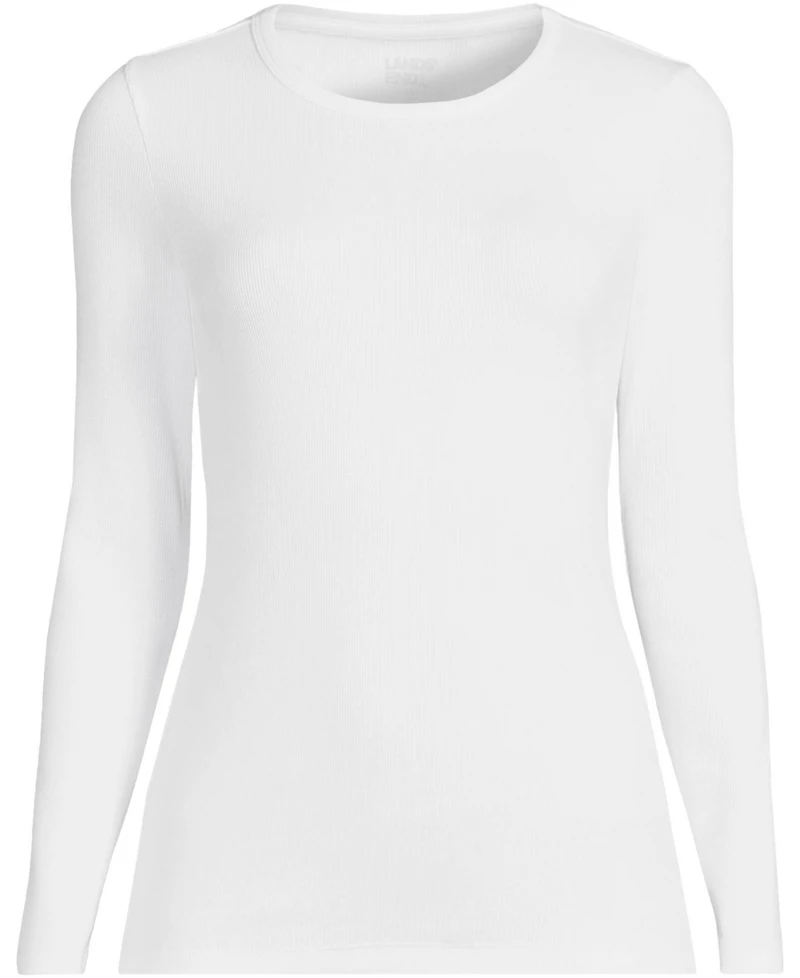 Lands' End Women's Petite Long Sleeve Micro Rib T-Shirt
