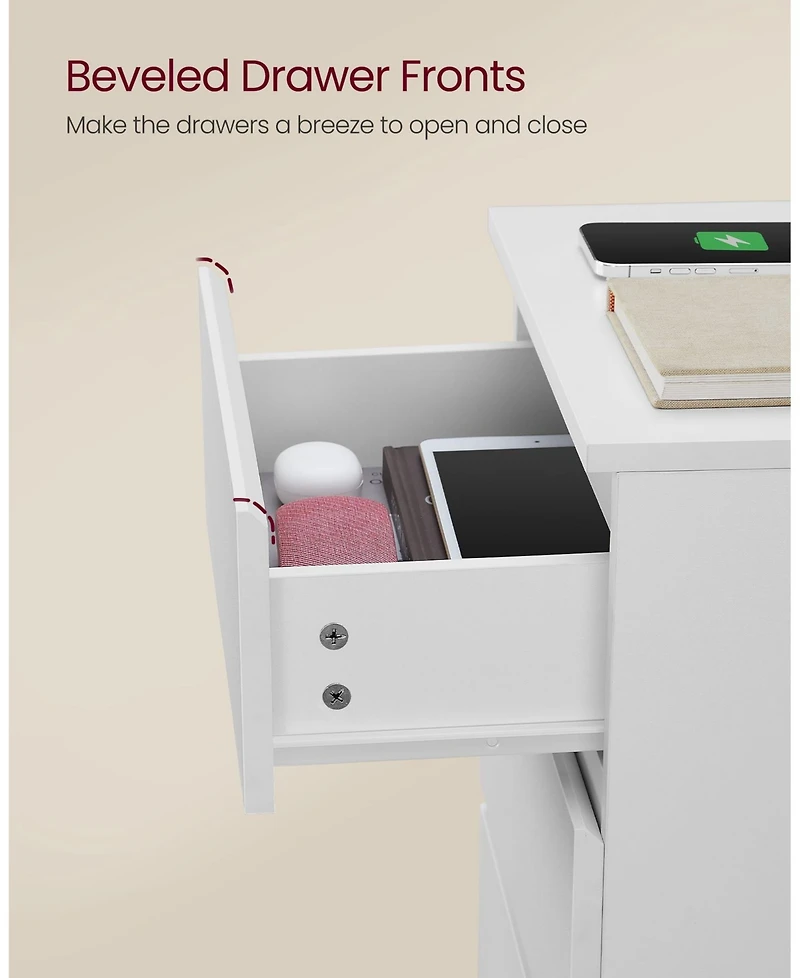 Slickblue Nightstand with Charging Station for Convenient Power Access and Sleek Design